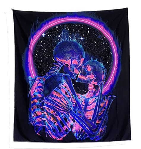 Jiamusi Astronaut and Mushroom Forest Planet Blacklight Tapestry UV Reactive Tapestry for Bedroom Trippy Tapestry Black Light Tapestry Aesthetic Wall Hanging for Room Home Decor