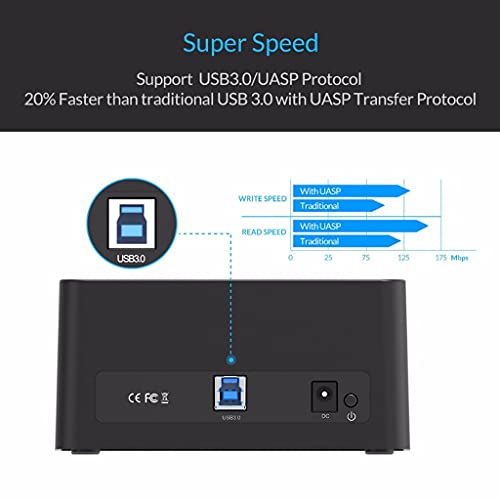 JAHH External Hard Drives Case SATA to USB 3.0 Hard Drive Docking Station 5Gbps Super Speed for 2.5”/ 3.5″ SSD HDD with 12V Power Adapter | The Storepaperoomates Retail Market - Fast Affordable Shopping