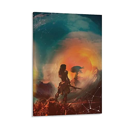 ZHANHAO Horizon Zero Dawn Art Poster Painting On Canvas Wall Art Poster Scroll Picture Print Living Room Walls Decor Home Posters 16x24inch(40x60cm)