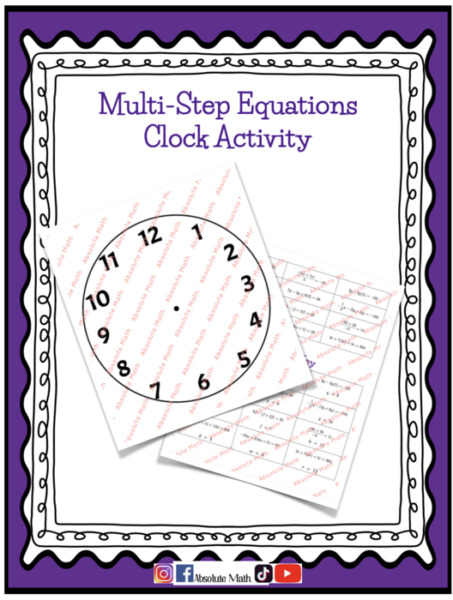 Multi step Equations Clock Activity
