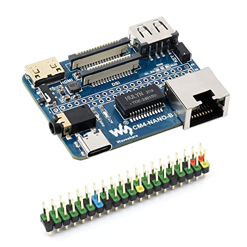 Nano Base Board (B) for Raspberry Pi Compute Module 4 Lite/eMMC,Same Size As The CM4,with Raspberry Pi 40PIN GPIO Interface,USB 2.0 Type A,Gigabit Ethernet RJ45 Connector,MIPI DSI Port
