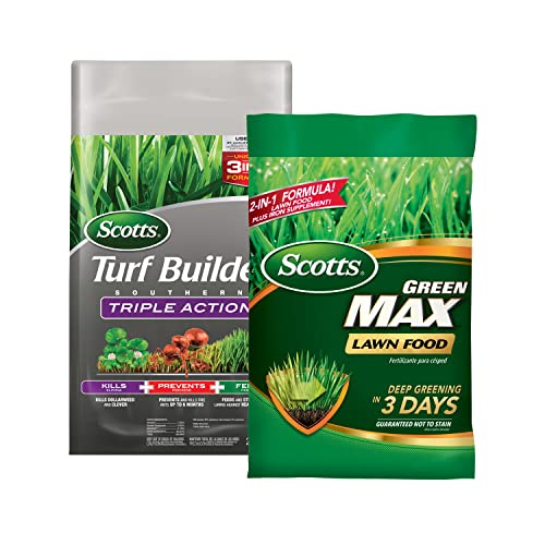 Scotts Turf Builder Triple Action and Scotts Green Max Lawn Food Bundle for Small Southern Lawns