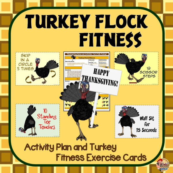 Turkey Flock Fitness- Activity Plan and Turkey Exercise Task Cards