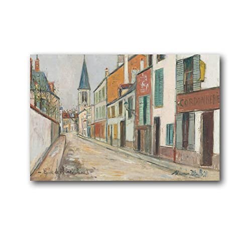 Rue Jean Durand L Glise by Maurice Utrillo Painting Poster Gifts Canvas Painting Poster Wall Art Decorative Picture Prints Modern Decor Framed-unframed 24x36inch(60x90cm)