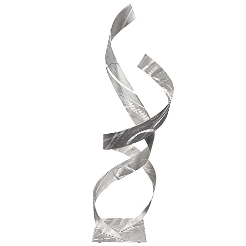 Metal Sculpture ‘Two Lovers’ by Carlos Jacobs – Modern Decor Abstract Sculpture – 10x33in. Silver Minimalist Decor