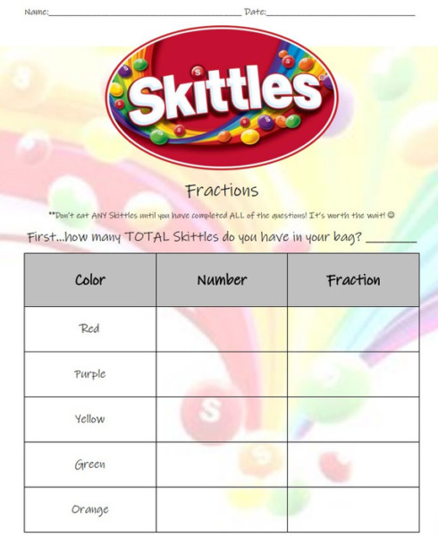 Skittles Fractions activity