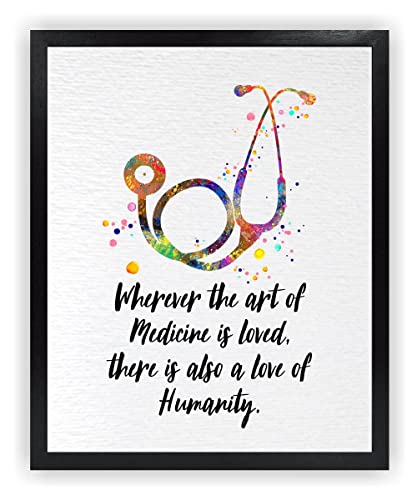 Dignovel Studios 8X10 Unframed Stethoscope Inspirational Quotes Medical Art Science Doctor Clinic Hospital Watercolor Art Print Home Office Wall Décor Poster DN717