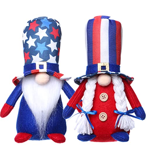 2Pcs valentine gnomes Mr & Mrs Patriotic Gnomes Plush Decorations, Handmade 4th of July Gnomes Ornaments for Independence Day Memorial Day Fourth of July Party Home Decor Tiered Tray Decorations