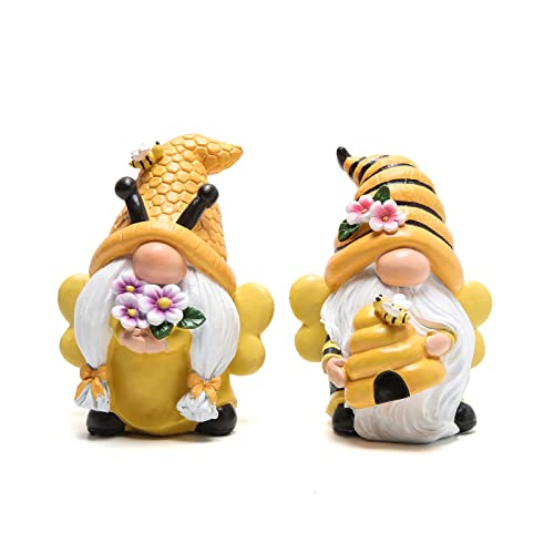 Hodao Spring Garden Gnomes Decorations Honey bee Gnome World Bee Day Decorations Gifts -Swedish Dwarf Figurine Table Summer Honey Bumble Bees Gnomes Decorations for Home (2 PCS)