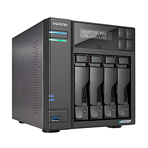 Asustor Lockerstor 4 Gen2 AS6704T – 4 Bay NAS, Quad-Core 2.0 GHz CPU, 4 M.2 NVMe Slots, Dual 2.5GbE, Upgradable to 10GbE, 4GB DDR4 RAM, Network Attached Storage (Diskless)