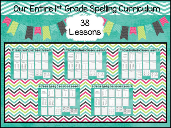 1st Grade Spelling Curriculum Unit. 38 Weekly Lessons. Prints 570 pages.
