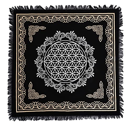 Altar Cloth Flower of Life Decor Celestial Tarot Deck Square Spread Top Cloth Wiccan Home Decor Spiritual Table Cloth 18×18 Sacred Cloth (Flower of Life)