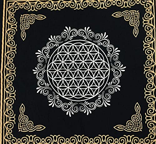 Altar Cloth Flower of Life Decor Celestial Tarot Deck Square Spread Top Cloth Wiccan Home Decor Spiritual Table Cloth 18×18 Sacred Cloth (Flower of Life) | The Storepaperoomates Retail Market - Fast Affordable Shopping