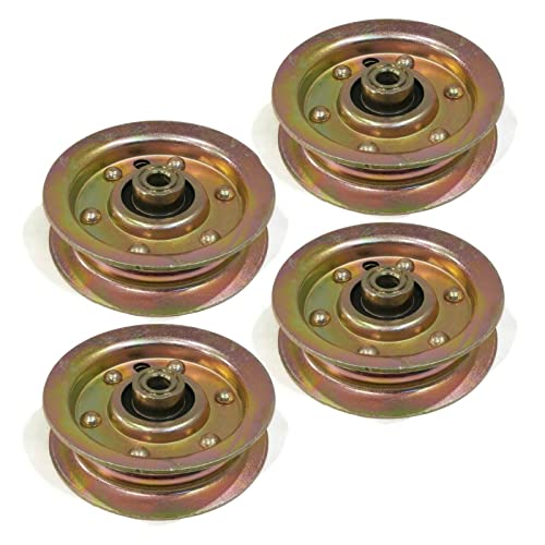 The ROP Shop | (Pack of 4 Flat Idler Pulleys for Husqvarna 104360X, 131494, 173438 Lawnmower