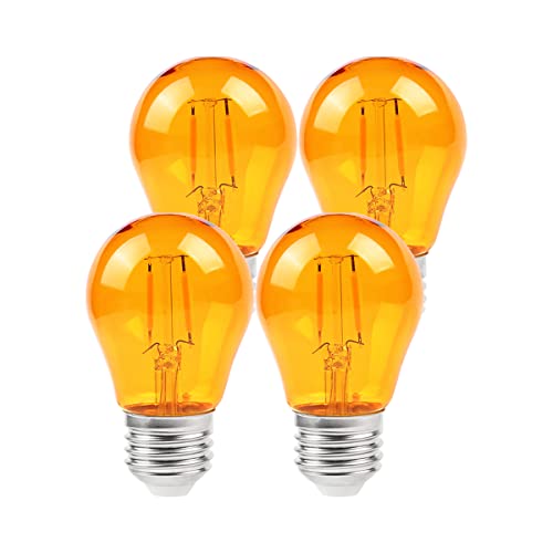 KINUR Amber Light Bulbs,A15 2 watt 2000K Warm Light Bulbs 15 watt Light Bulbs Equivalent E26 Base for Bedtime Healthy Sleep and Baby Nursery Light 4 Pack