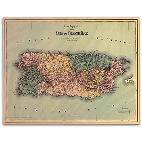 1886 Puerto Rico Map – 11×14 Unframed Art Print – Perfect Wall Decor in This Highly Detailed Restored Reproduction Under $15