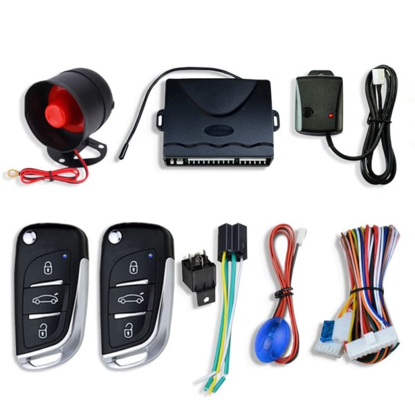 HXGUAI Central Locking Auto Car Alarm Immobilizer System with Horn Warning Siren Sensor Remote Control Door Lock Automation Security