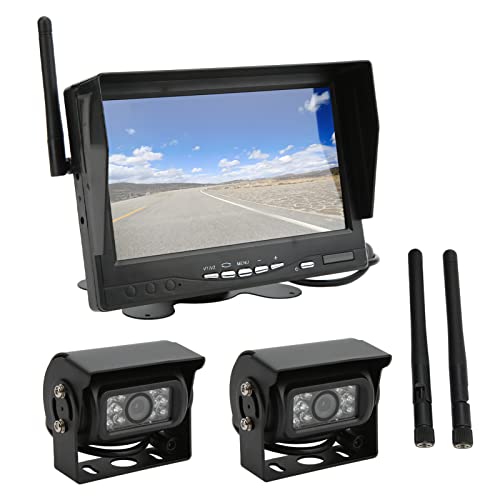 Annad Rear View Camera 7in Monitor Kit, Wireless Backup Camera System HD Image Infrared Night Multiple Modes for Truck Trailer RV Pickups Camping Car