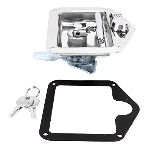 Aramox Polished Stainless Steel Toolbox Lock T Handle Latch Foldable Trailer Door Latch T-Handle Lock with Keys for Truck RV Camper