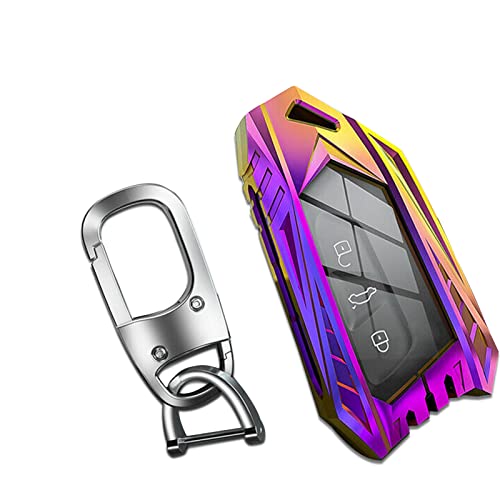 QYBD AUTO Zinc Alloy Car Remote Key Case Cover Holder Fob Keychain Fit For VW Golf 8 for Seat Leon MK 4 (Colorful)