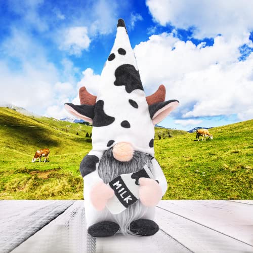 AWISBI Farmhouse Cow Gnome Plush, Cow Gift for Cow Lovers, Nodic Plush Handmade Cow Decorations for Home, Cute Ornaments Clearance Dwarf Gift for Christmas Holiday