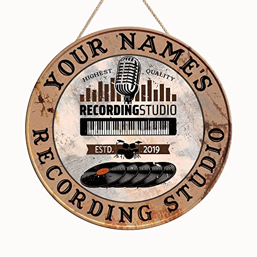 Artsy Woodsy Personalized Music Room Wood Sign 8″ 12″ 18″, Gifts For Music Lovers, Guitarist, Musician, Recording Studio Wall Decor, Man Cave Sign, Music Lounge (07)