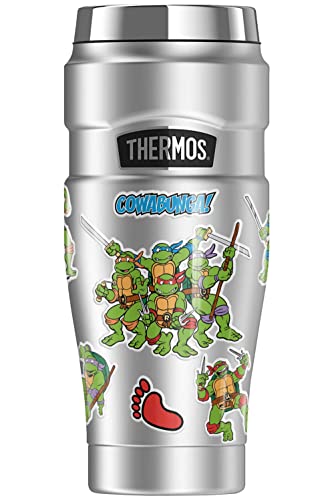 Teenage Mutant Ninja Turtles TMNT OFFICIAL Turtles Sticker Collage THERMOS STAINLESS KING Stainless Steel Travel Tumbler, Vacuum insulated & Double Wall, 16oz