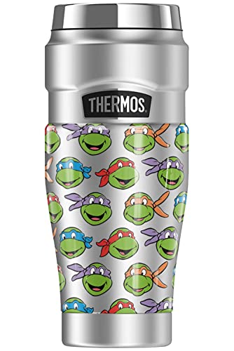 Teenage Mutant Ninja Turtles TMNT OFFICIAL Turtle Heads THERMOS STAINLESS KING Stainless Steel Travel Tumbler, Vacuum insulated & Double Wall, 16oz