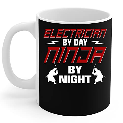 Wireman Mug Electrician By Day Ninja By Night Lineman Joke Gift Coffee Mug 11Oz
