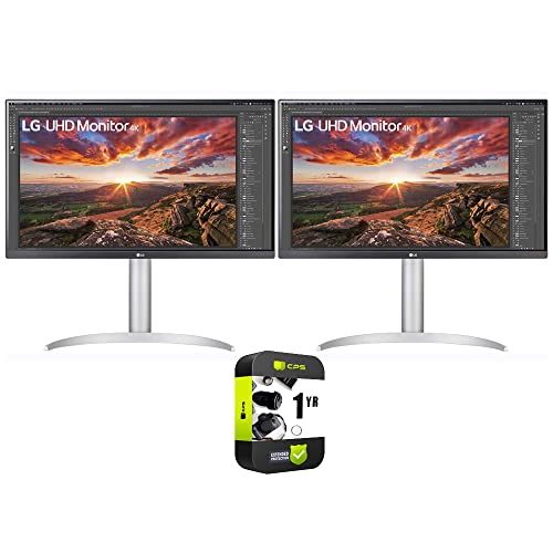 LG 27UP850N-W 27 inch IPS 4K UHD VESA HDR400 Monitor with USB Type-C 2 Pack Bundle with 1 YR CPS Enhanced Protection Pack