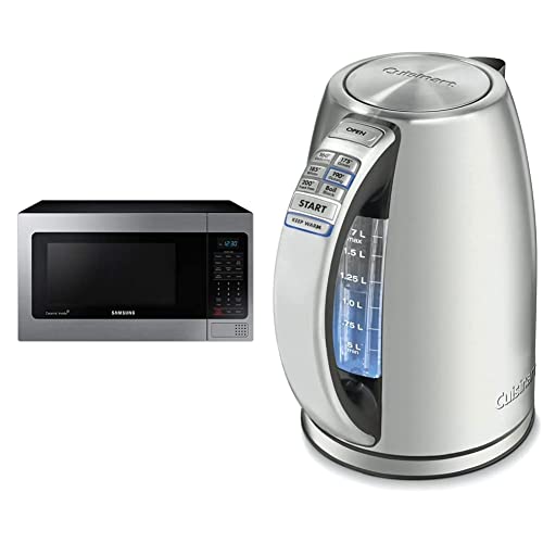 Samsung Electronics MG11H2020CT Countertop Grill Microwave, 1.1 cu. ft, Black with Mirror Finish & Cuisinart JK-17P1 Electric Cordless Tea Kettle, 1.7-Liter Capacity with 1500-Watts for Fast Heat Up