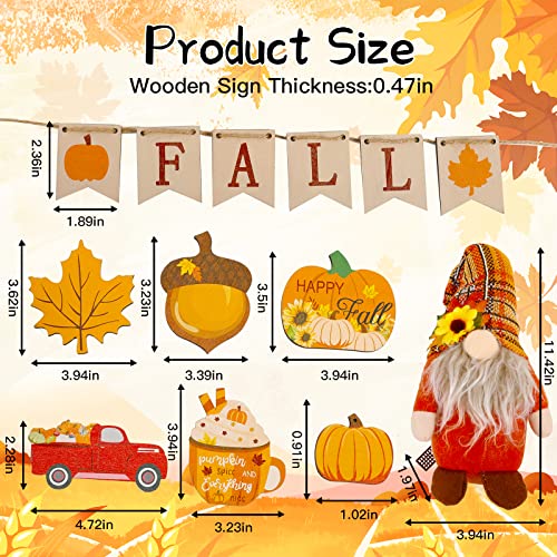 12 Pieces Fall Tiered Tray Decor Set, Thanksgiving Pumpkin Maple Leaves Gnome Plush Wooden Tabletop Signs Fall Truck Acorn Autumn Decorative Ornaments for Home Farmhouse Decor(Tray not Include) | The Storepaperoomates Retail Market - Fast Affordable Shopping