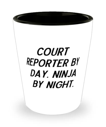 Unique Court reporter Shot Glass, Court Reporter by Day. Ninja by, For Friends, Present From Friends, Ceramic Cup For Court reporter