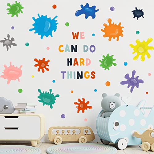 Colorful Quotes Inspirational Wall Decals – We Can Do Hard Things – Kids Wall Stickers Motivational Positive Saying Wall Decals for Kids Room Art Classroom Preschool Playroom Bedroom Nursery Wall Decor