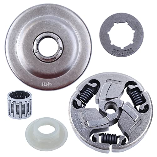 Mtanlo 3/8 Clutch Drum Rim Sprocket Cover For Husqvarna EPA Chainsaw 357 357XP 359 , Clutch drum, Sprocket Rim, Needle Bearing, Clutch Assembly, Worm Gear.