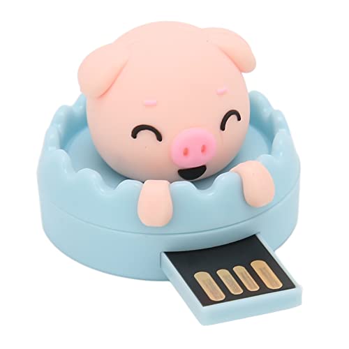 USB2.0 U Disk, 20M Write Speed 10M Read Speed Cute Pig Shaped USB Flash Drive, Support Files, Videos Backup, Play and Plug, for Home School Office(128G)