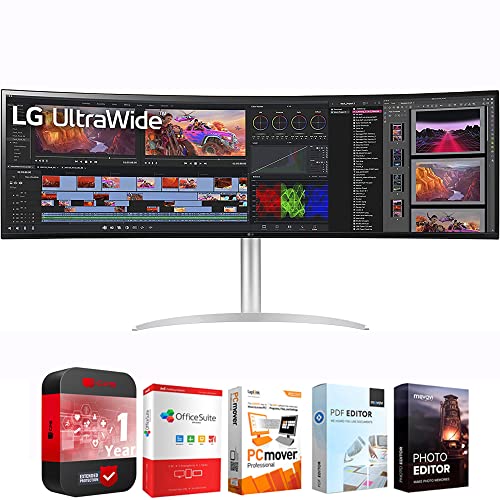 LG 49WQ95C-W 49″ 32:9 UltraWide Dual QHD Nano IPS Curved Monitor Bundle with Elite Suite 18 Software + 1 Year Protection Warranty