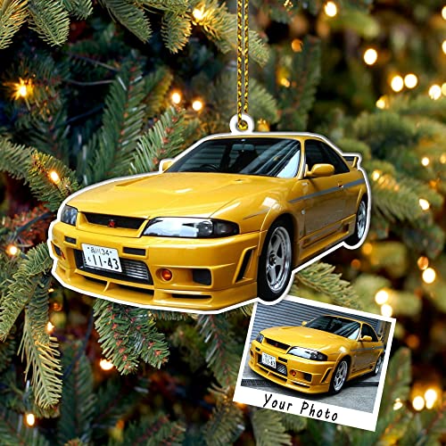 Kool-Kool Personalized Photo JDM car Christmas Ornament, Laser Cut 3.5×3.5 Acrylic Christmas Tree Home Decor Hanging Ornament, Birthday Xmas Gifts Decor for JDM car,Skyline, Drift, Import car Lovers.