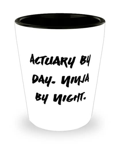 Beautiful Actuary Shot Glass, Actuary by Day. Ninja by Night, For Colleagues, Present From Boss, Ceramic Cup For Actuary