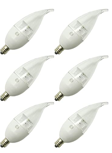 (6 Bulbs) GE 39741 LED CAC Candelabra Base, Warm White, 300 lumens, 40 watt Equivalent