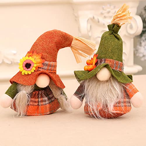 Mllkcao Fall Harvest Thanksgiving Decorations Plush Gnomes Handmade Autumn Elf Dwarf Doll with Sunflower Ornaments for Holiday Home Room Desktop Decor, One Size