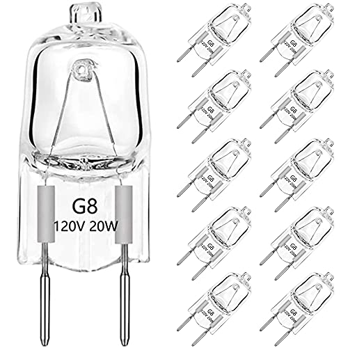 G8 Halogen Light Bulbs 20W Dimmable 120V G8 Base 2Pin Xenon Bulb T4 JCD Type Warm White Under Cabinet Puck Lighting Replacements
