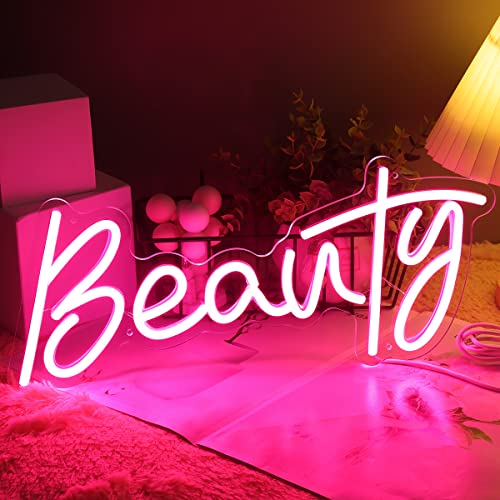 Britrio LED Beauty Neon Sign Light Pink Nails Spa Salon Studio LED Wall Art Decor Sign for Business Stores Logo Barber Shops Office Birthday Party Gift Indoors 5V USB Powered with Dimmer Switch 15.3 IN
