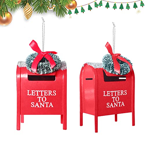 MINILIFE 2 Pcs Christmas Tree Hanging Ornaments, Letters to Santa Mailbox Christmas Ornament for Xmas Tree Decoration Holiday Parties Craft Supplies