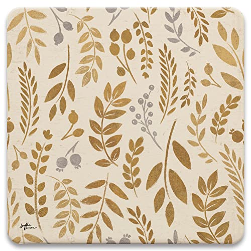 CoasterStone Fall Pattern Drink Coaster Set – Four Coasters Included – Autumn Thanksgiving Décor