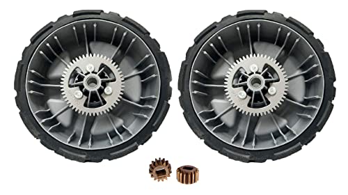 Toro Genuine OEM Wheel Kit 2-130-6714 Drive Wheels & 2-131-5399 Pinions 22in Recycler Lawn Mowers 20353 20355 20357 20960 20964 20965 21766 21767 21768 (Also Fits Hayter CODE345A CODE346A, Black Gray
