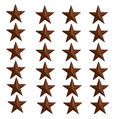 LINCOUNTRY Rusty Metal Star For Crafts, Metal Star Decor,Rustic Small Barn Stars,1-1/2 Inch,Mini Steel Stars,Vintage Star Ornament Distressed Country Primitive Gift Wall Décor. Set of 24