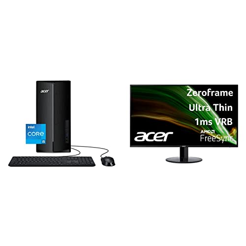 Acer Aspire TC-1760-UA92 Desktop | 12th & SB241Y Abi 23.8″ Full HD (1920 x 1080) VA Zero-Frame Home Office Monitor | AMD FreeSync Technology | Ultra-Thin Stylish Design