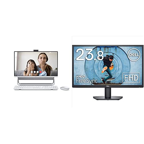 Dell Inspiron 5400 24-inch All in One Desktop – Silver & 24 inch Monitor FHD (1920 x 1080) 16:9 Ratio with Comfortview (TUV-Certified), 75Hz Refresh Rate, 16.7 Million Colors, Black