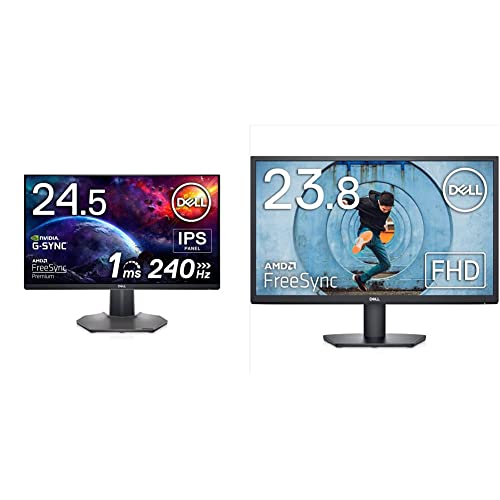 Dell 240Hz Gaming Monitor 24.5 Inch Full HD Monitor, Dark Metallic Grey – S2522HG & 24 inch Monitor FHD (1920 x 1080) 16:9 Ratio with Comfortview (TUV-Certified), Black